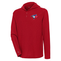 Adult Men's Toronto Blue Jays Antigua Strong Hold Long Sleeve Henley baseball Hoodie baseball T-shirt - Red Adult Men's Toronto Blue Jays Antigua Strong Hold Long Sleeve Henley baseball Hoodie baseball T-shirt - Red