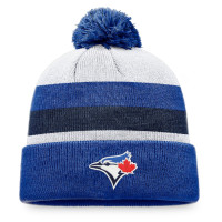 Adult Men's Toronto Blue Jays Stripe Cuffed Knit Hat with Pom - Royal