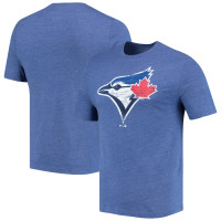 Adult Men's Toronto Blue Jays Weathered Official Logo Tri-Blend baseball T-shirt - Heathered Royal