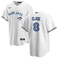Men's Toronto Blue Jays Jonatan Clase #8 White Home Replica Jersey