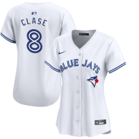 Women's Toronto Blue Jays Jonatan Clase #8 White Home Limited Jersey