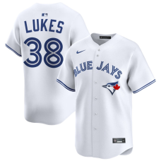 Men's Toronto Blue Jays Nathan Lukes #38 White Home Limited Jersey Men's Toronto Blue Jays Nathan Lukes #38 White Home Limited Jersey