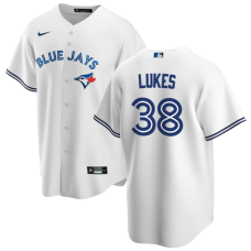 Men's Toronto Blue Jays Nathan Lukes #38 White Home Replica Jersey Men's Toronto Blue Jays Nathan Lukes #38 White Home Replica Jersey