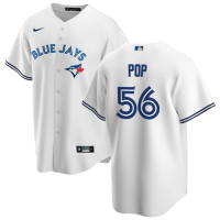 Men's Toronto Blue Jays Zach Pop #56 White Home Replica Jersey Men's Toronto Blue Jays Zach Pop #56 White Home Replica Jersey