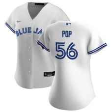 Women's Toronto Blue Jays Zach Pop #56 White Home Replica Jersey Women's Toronto Blue Jays Zach Pop #56 White Home Replica Jersey