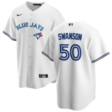 Men's Toronto Blue Jays Erik Swanson #50 White Home Replica Jersey Men's Toronto Blue Jays Erik Swanson #50 White Home Replica Jersey