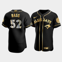 Men's Toronto Blue Jays Anthony Bass #52 Black Gold Edition Authentic Jersey