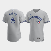 Men's Toronto Blue Jays #6 Austin Martin Gray Authentic Road Jersey Men's Toronto Blue Jays #6 Austin Martin Gray Authentic Road Jersey