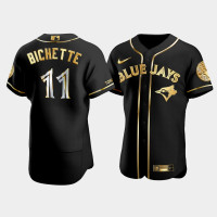 Men's Toronto Blue Jays Bo Bichette #11 Black Gold Edition Authentic Jersey