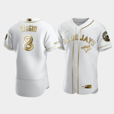 Men's Toronto Blue Jays #8 Cavan Biggio White Golden Edition Authentic Jersey
