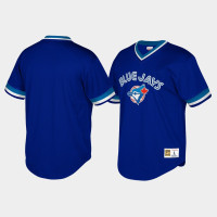 Toronto Blue Jays Cooperstown Collection Mesh Wordmark V-Neck Royal Mitchell & Ness Jersey Men's