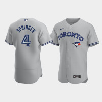 Men's Toronto Blue Jays #4 George Springer Gray Authentic Nike Road Jersey
