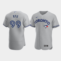 Men's Toronto Blue Jays #99 Hyun-Jin Ryu Gray Authentic 2020 Road Jersey