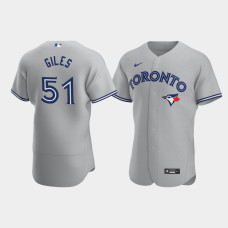 Men's Toronto Blue Jays #51 Ken Giles Gray Authentic 2020 Road Jersey Men's Toronto Blue Jays #51 Ken Giles Gray Authentic 2020 Road Jersey