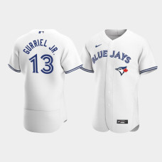 Men's Toronto Blue Jays #13 Lourdes Gurriel Jr. White Authentic Home Jersey Men's Toronto Blue Jays #13 Lourdes Gurriel Jr. White Authentic Home Jersey
