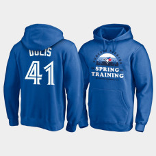 Men's Toronto Blue Jays #41 Rafael Dolis 2021 Spring Training Royal Upper Decker Pullover Hoodie