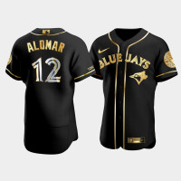 Men's Toronto Blue Jays Roberto Alomar #12 Black Gold Edition Authentic Jersey