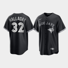 Toronto Blue Jays Roy Halladay Black White 2021 All Black Fashion Replica Jersey