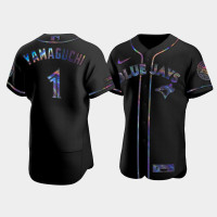 Men's Toronto Blue Jays Shun Yamaguchi Black Authentic Golden Edition Holographic Jersey