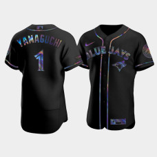 Men's Toronto Blue Jays Shun Yamaguchi Black Authentic Golden Edition Holographic Jersey