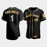 Men's Toronto Blue Jays Shun Yamaguchi #1 Black Gold Edition Authentic Jersey