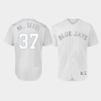 Men's Toronto Blue Jays Authentic #37 Teoscar Hernandez 2019 Players' Weekend White Mr. Seeds Jersey
