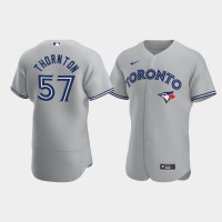 Men's Toronto Blue Jays #57 Trent Thornton Gray Authentic 2020 Road Jersey