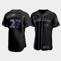 Men's Toronto Blue Jays Vladimir Guerrero Jr. Black Authentic Golden Edition Holographic Jersey