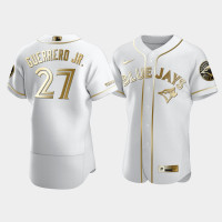 Men's Toronto Blue Jays #27 Vladimir Guerrero Jr. White Golden Edition Authentic Jersey