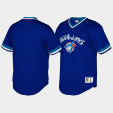 Youth Toronto Blue Jays Cooperstown Collection Mesh Wordmark V-Neck Royal Mitchell & Ness Jersey